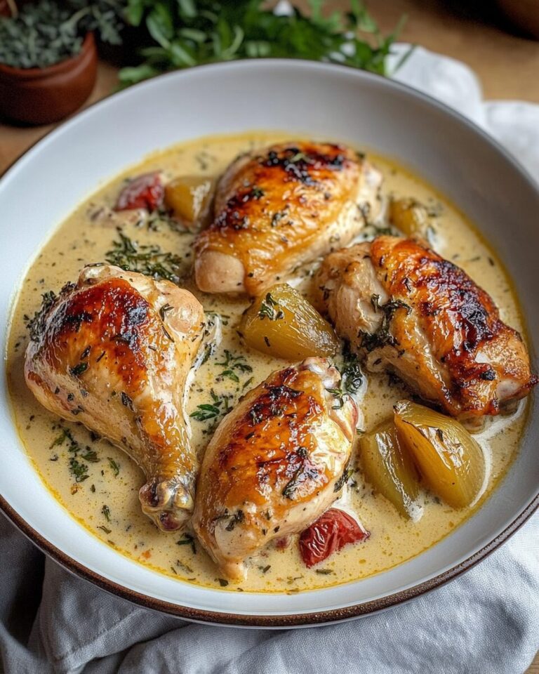 Savory Herb-Roasted Chicken with Creamy White Wine Mushroom Sauce Recipe