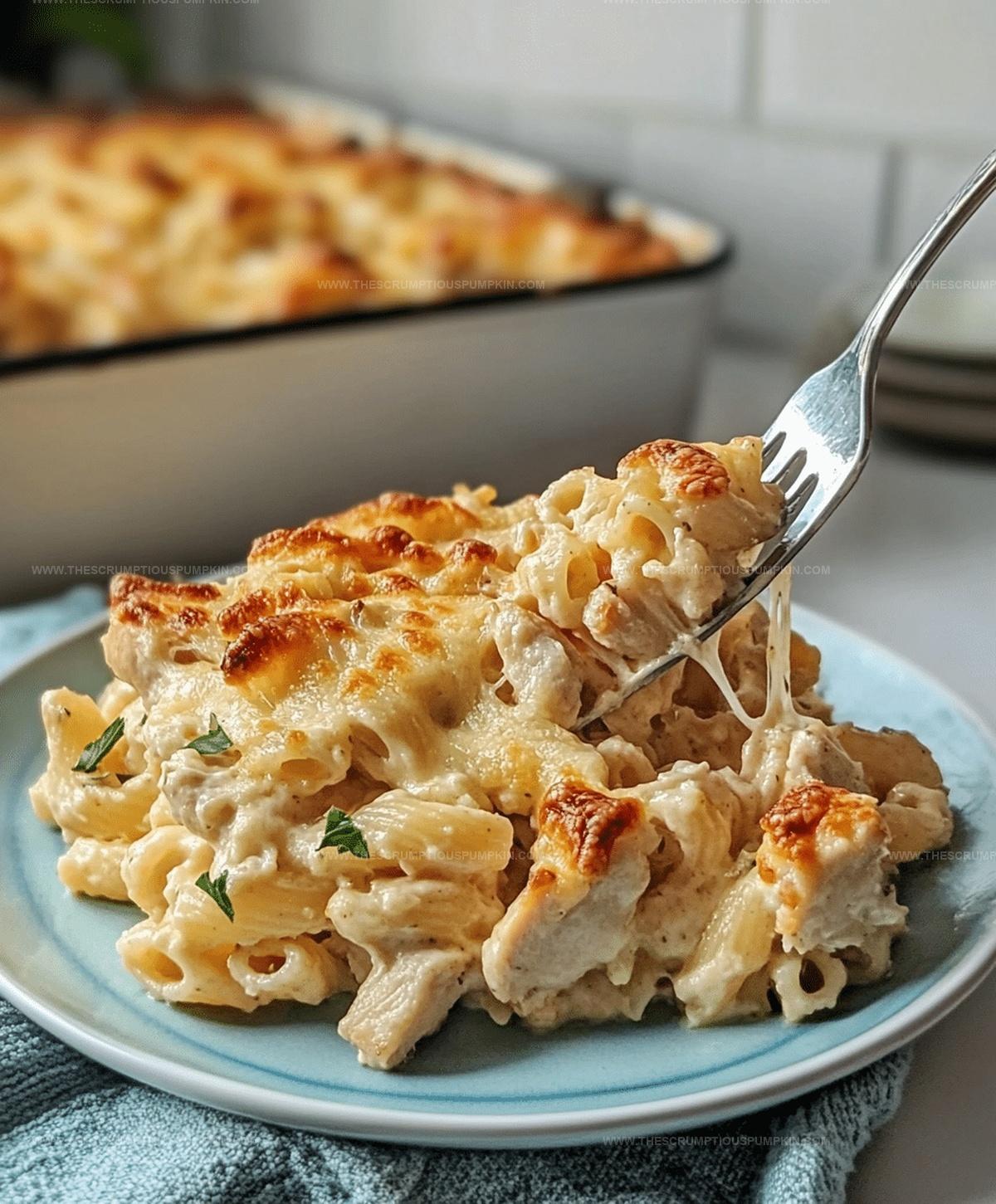 Molten Garlic Parmesan Chicken Pasta Bake Recipe