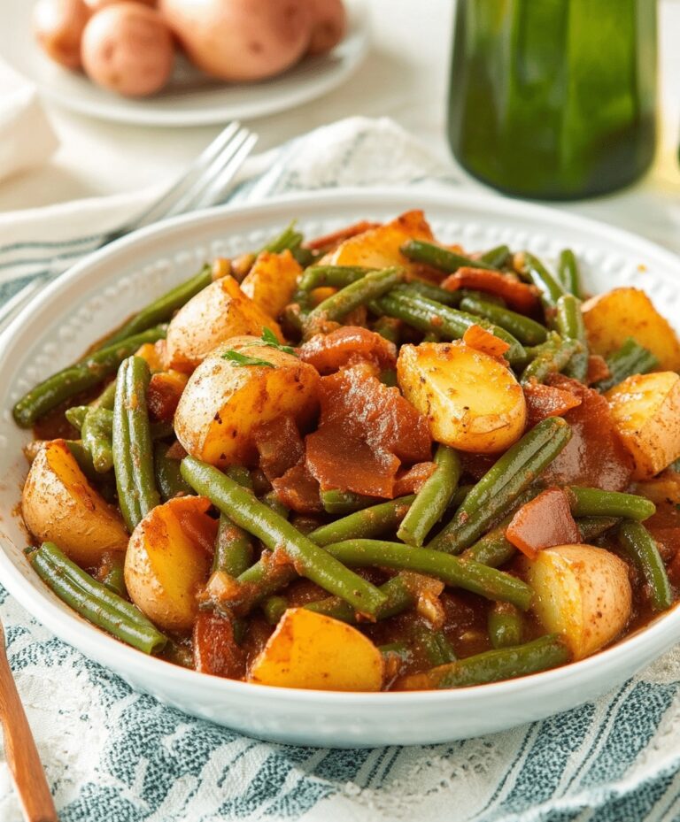 Cajun Smothered Green Beans & Potatoes Recipe