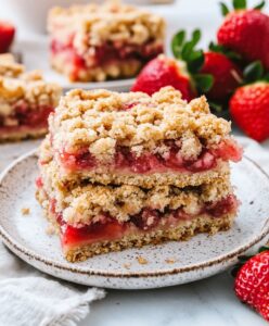 Strawberry Rhubarb Crumb Bars Recipe