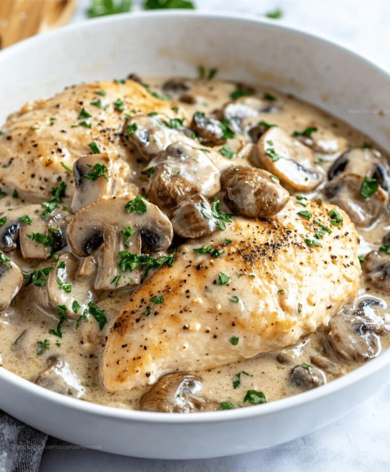 Skillet Asiago Chicken and Mushrooms Recipe
