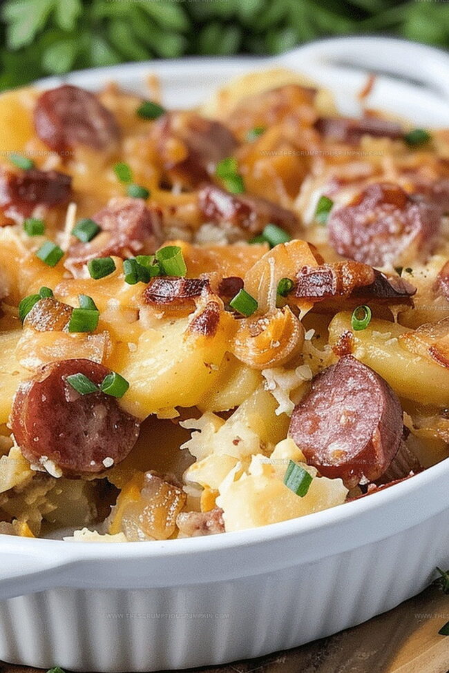 Cheesy Potato & Smoked Sausage Casserole Bursting with Flavor