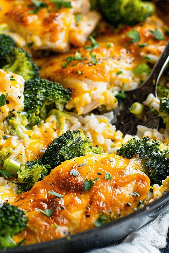 One-Pan Cheesy Chicken Broccoli and Rice That’s Family-Friendly