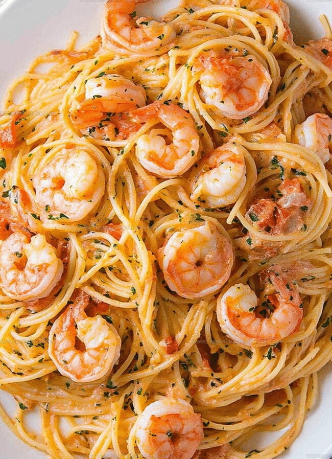 Variations of Shrimp Pasta With Creamy Tomato White Wine Sauce