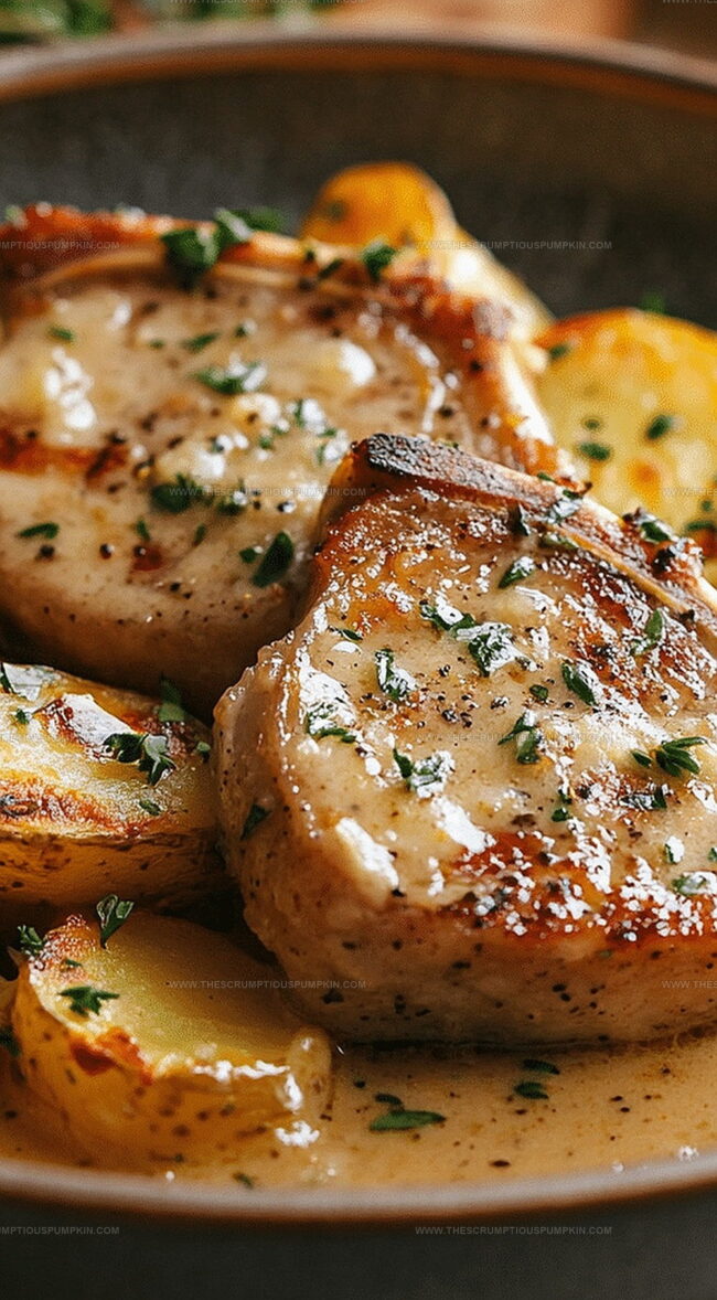 Garlic Parmesan Pork Chops With Cheesy Scalloped Potatoes Recipe Overview