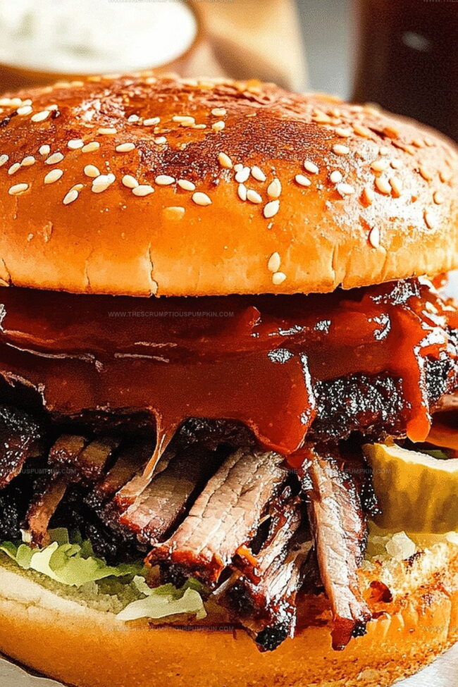 Smoky BBQ Brisket Sandwich Bursting with Flavor